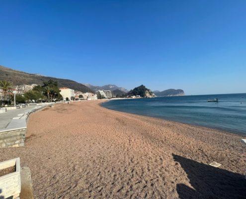 Petrovac beach in Montenegro